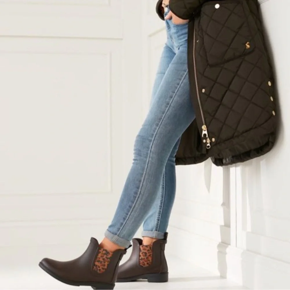 🌟NWT🌟 Joules Rutland Chelsea Brown Rubber Ankle Rain Boots